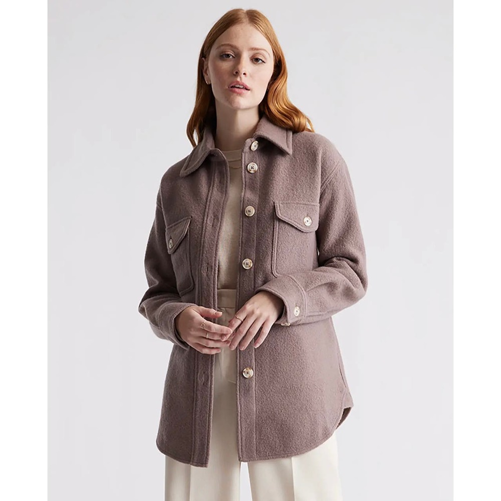 QUINCE Taupe 100% Merino Wool Long Shirt Jacket NWT Size XL